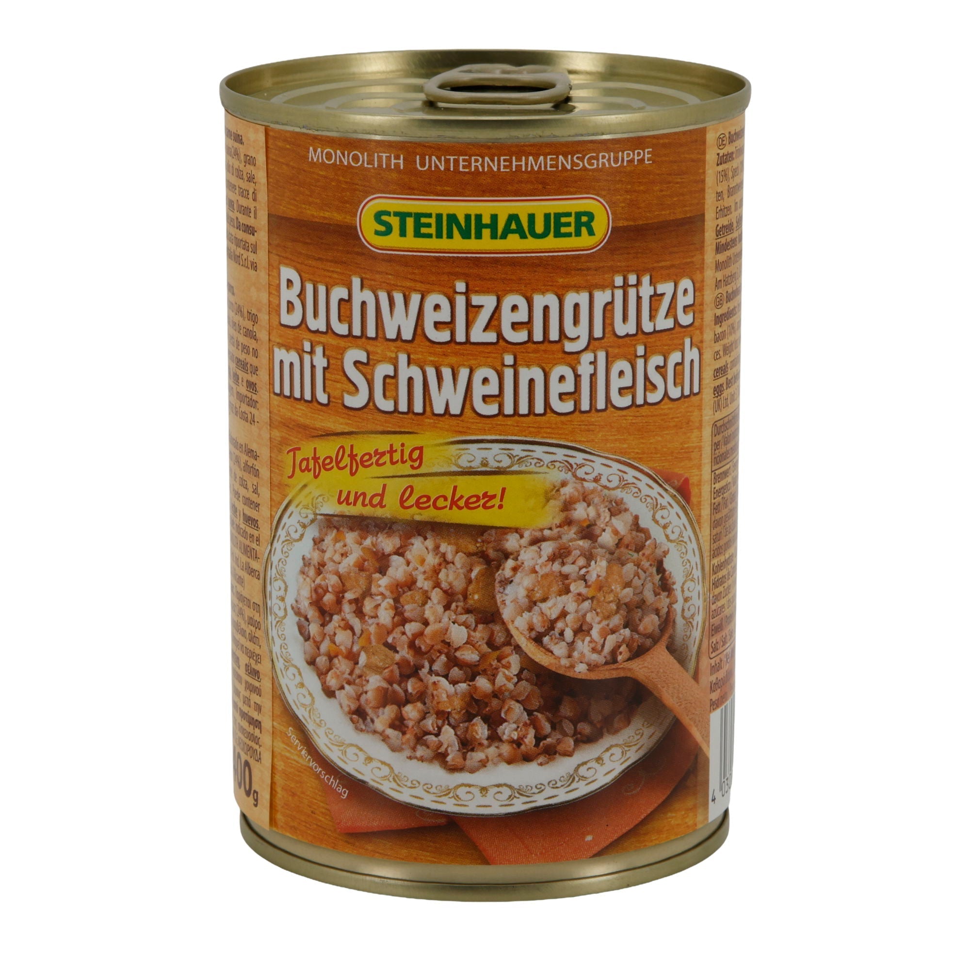 Buchweizengrütze mit Schweinefleisch Steinhauer | Fertiggericht | tafelfertig | 400 g Dose STEINHAUER